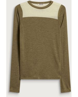 AURALEE Fluffy Cashmere Long Sleeve T-Shirt - Green