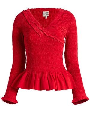 Damson Madder Suri Shirred Cotton Blouse