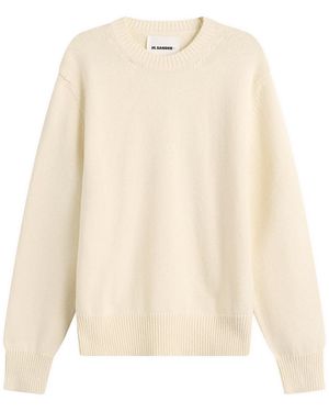 Jil Sander Textured Cotton Crew Neck Jumper - White