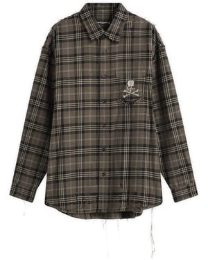 MASTERMIND WORLD Reversible Raw Edge Plaid Shirt - Grey