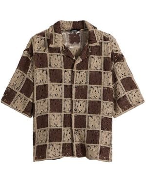 Amiri Ma Check Lace Camp Shirt - Brown
