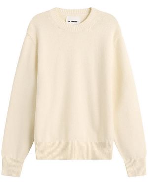 Jil Sander Textured Cotton Crew Neck Sweater - White