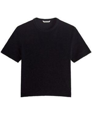 AURALEE Washable Wool Pile T-Shirt - Black