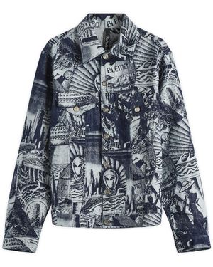 No Problemo Apocalypse Jacquard Trucker Jacket - Blue