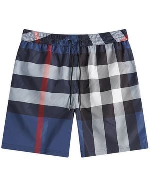Burberry Check Swim Shorts - Blue