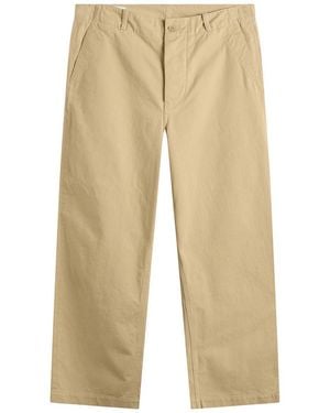 Kaptain Sunshine Cotton Drill Wide Trousers - Natural