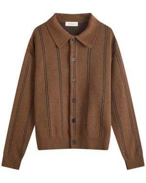 mfpen Striped Wool Formal Knit Cardigan - Brown