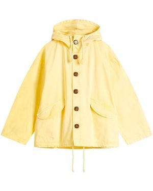 Late Checkout Faded Short Parka Jacket - Yellow