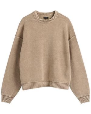 Beams Plus Garment Dye Cotton Crew Neck Jumper - Brown