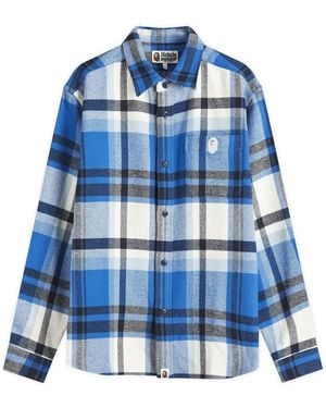 A Bathing Ape Checked Overshirt - Blue