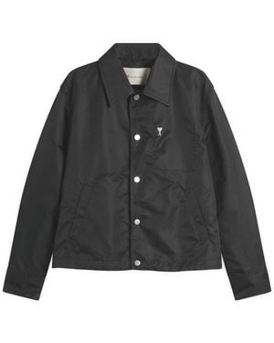 Ami Paris Denim Jacket With Ami De Coeur Stud - Black