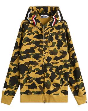 A Bathing Ape 1St Camo Shark Zip Hoodie - Yellow
