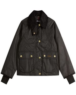 Barbour Cropped Beadnell Wax Jacket - Black