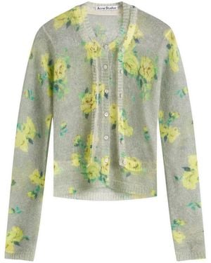 Acne Studios Kahoo Printed Overwashed Mohair Cardigan - Green