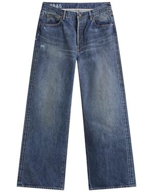 Visvim Social Sculpture 01 Wide Damaged Jeans - Blue