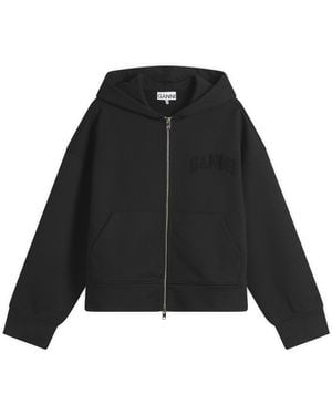Ganni Fleece Zip Hoodie in Gray | Lyst