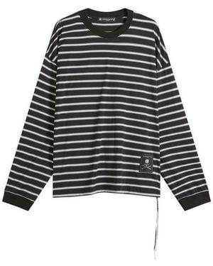 MASTERMIND WORLD Fine Gauge Stripe Long Sleeve T-Shirt - Black