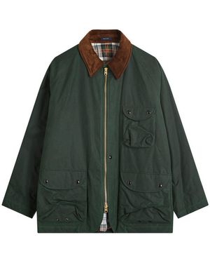 Drake's Waxed Coverall Jacket - Green