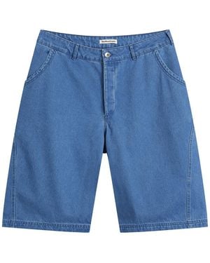 YMC 90's Denim Twisted Shorts - Blue