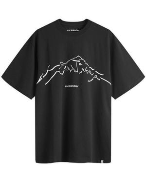 and wander X Daijiro Ohara Map Key Print T-Shirt - Black