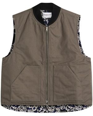 Nomarythm Textile Reversible Work Vest Jacket - Brown