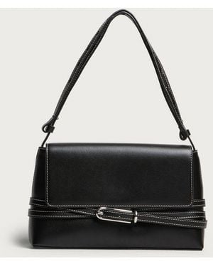 Liffner Belted Grained Leather Shoulder Bag - Black