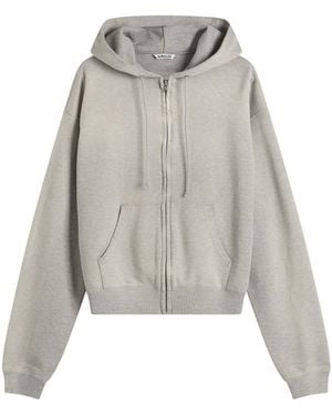 AURALEE Zip Up Pima Hoodie - Grey