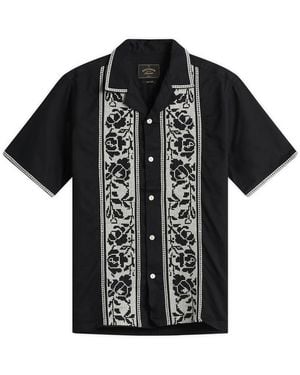 Portuguese Flannel Cross Stitch Vacation Shirt - Black