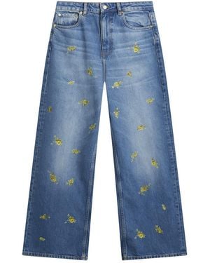 Ganni Printed Flower Lari Jeans - Blue