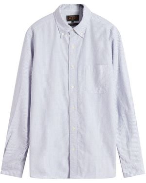 Beams Plus Button Down Candy Stripe Shirt - Blue