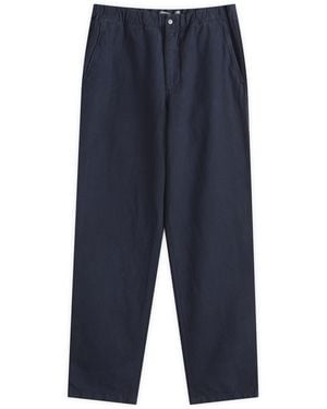Norse Projects Ezra Relaxed Cotton Linen Trousers - Blue