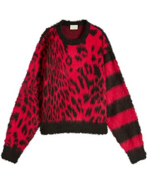 Aries Brushed Leopard Sweater - Red