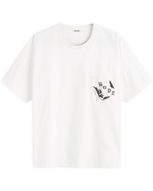 Bode Beaded Leaf Pocket Tee - White