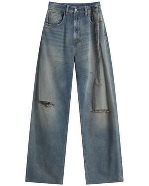 MM6 by Maison Martin Margiela Oversized Distressed 5 Pocket Jeans - Blue