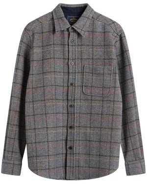 Portuguese Flannel Type Tweed Overshirt - Grey