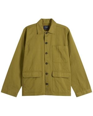Drake's Textured Twill 3-Pocket Overshirt - Green
