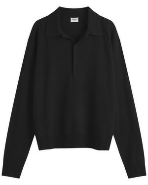 Saint Laurent Long Sleeve Knitted Polo - Black