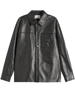 Drole de Monsieur D Ornament Leather Shirt - Black