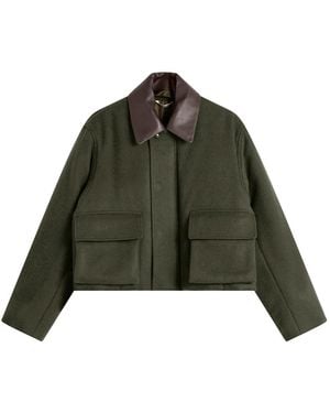 AURALEE Flannel Padded Short Jacket - Green