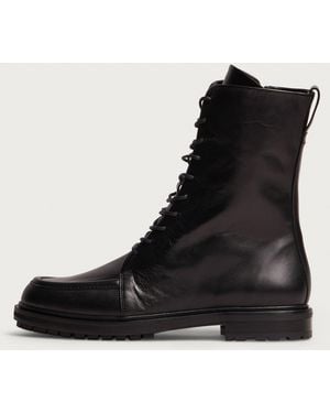 Aeyde Tate Leather Lace Up Ankle Boots - Black