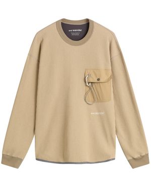 and wander Longsleeve Waffle T-Shirt - Natural