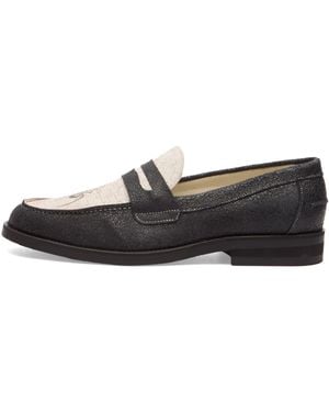 Duke & Dexter Wilde Cracked Spider Penny Loafer - Black