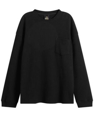 FRIZMWORKS Oversized Waffle Pocket Long Sleeve T-Shirt - Black