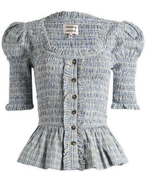 Damson Madder Mansi Shirred Blouse - Gray