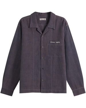 STORY mfg. Hand Applique Greetings Long Sleeve Shirt - Blue