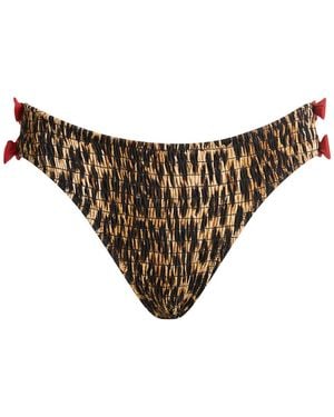 Damson Madder Shirred Bow Bikini Bottom - Brown