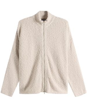 Picante Boucle Funnel Zip Through Knit - Natural