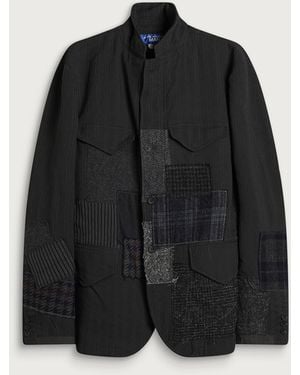 Junya Watanabe Patchwork Mixed Fabric Blazer - Black