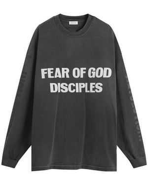 Fear Of God Relaxed Long Sleeve "Disciple" T-Shirt - Grey