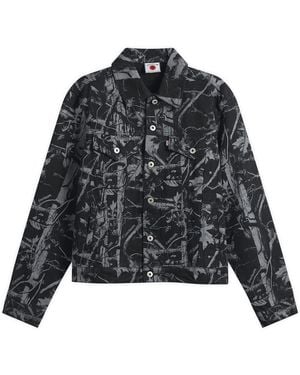 ICECREAM Tree Camo Denim Trucker Jacket - Black